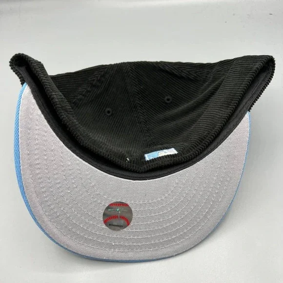Chicago Cubs Hat Men 7 5/8 Black Blue Corduroy 59Fifty New Era Fitted‎ Cap